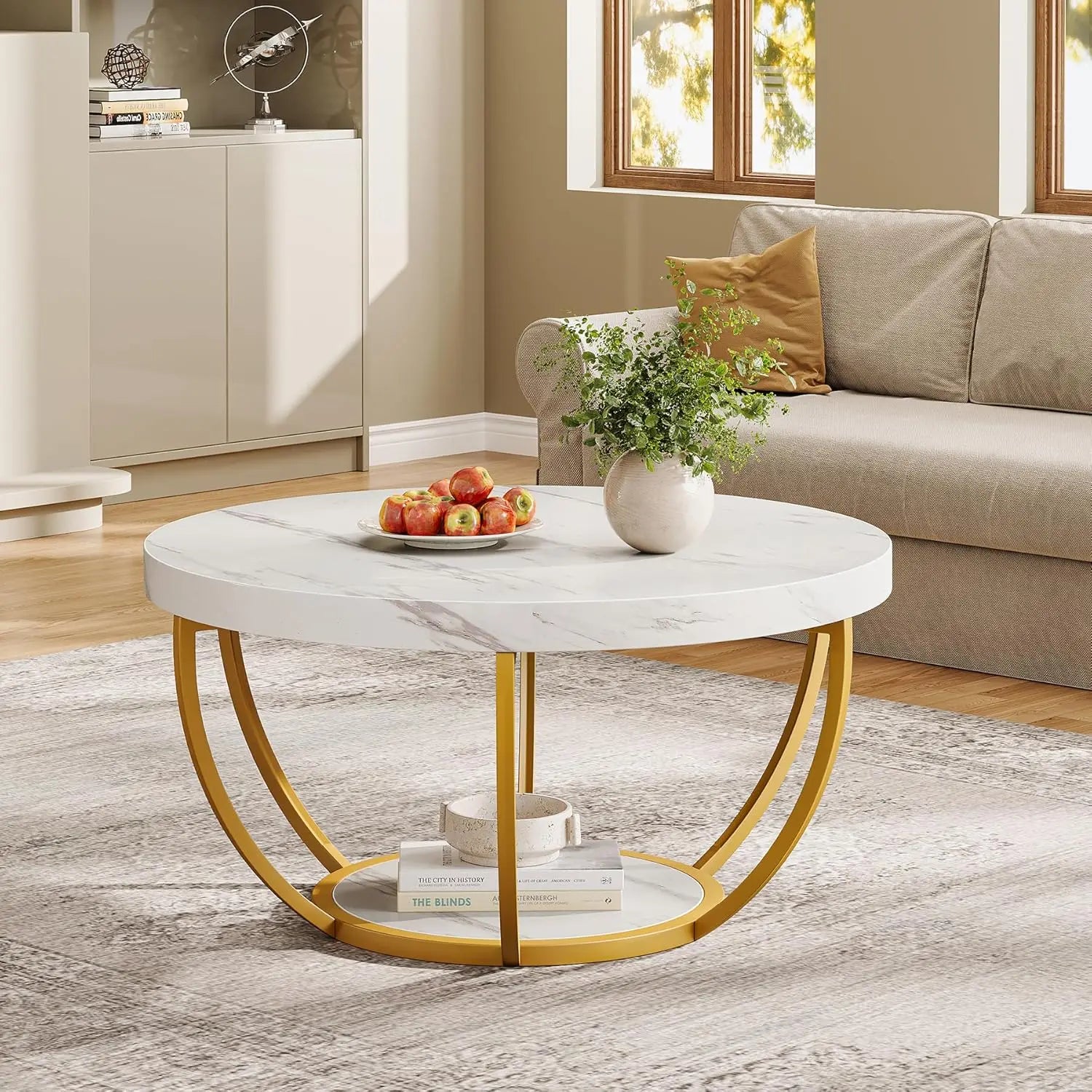 32” Round Coffee Table ✨🟤⚫ | Modern Living Room Centerpiece (4 Colors)