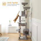 Large Cat Tree Tower 🐱🏡 | Scratching Posts + Hammock + Toys (136/164/184cm)