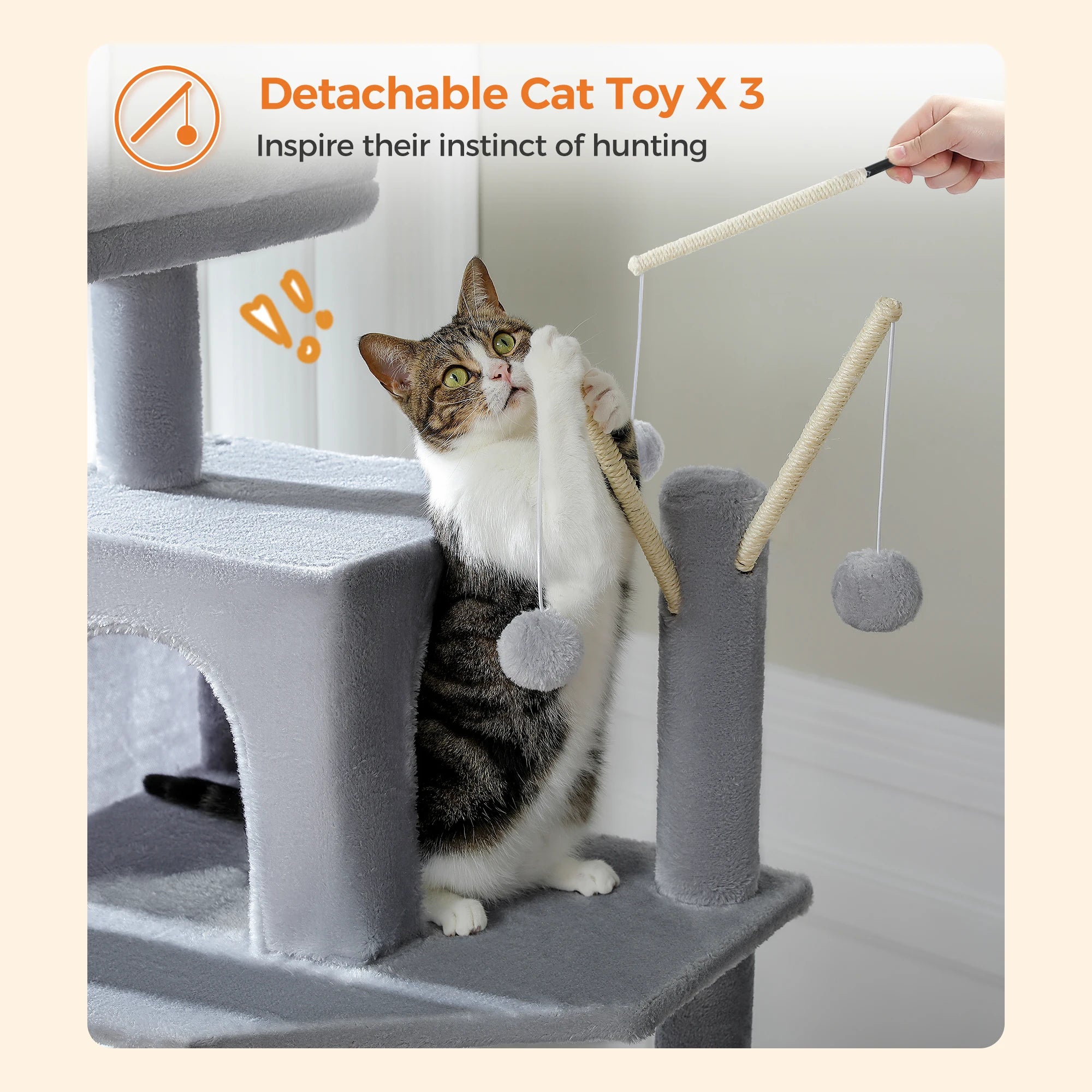 175cm Large Cat Tree Tower 🐱✨ | Multiple Cubbies + Hanging Toys (9 Color Options)
