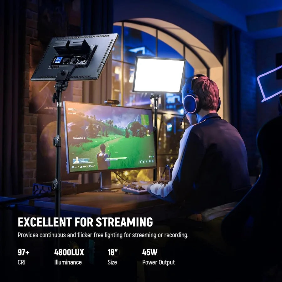 45W LED Video Light Panel 🎥✨ | Remote Control + 3200K/5600K (CRI 97+)