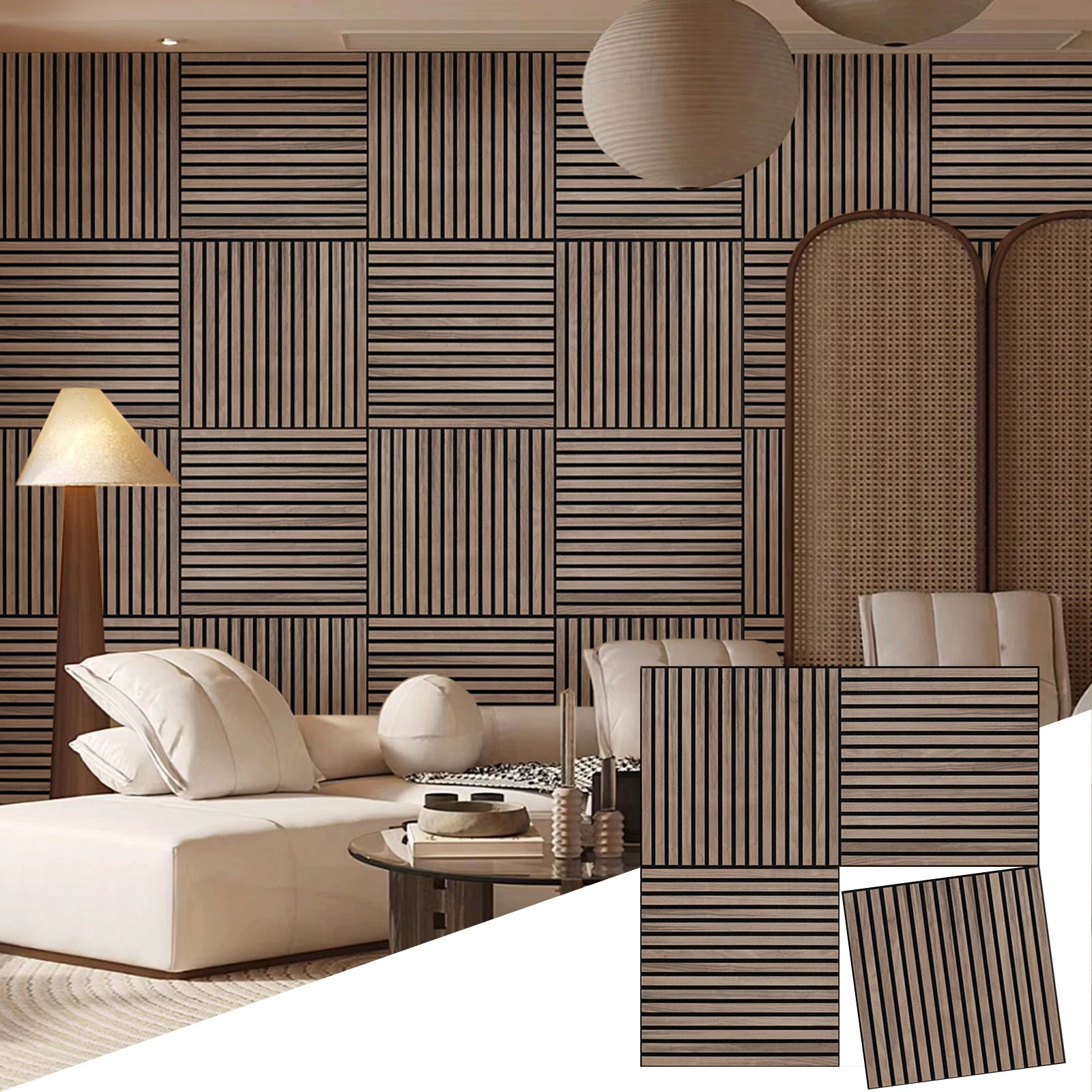 Wood Slat Acoustic Wall Panels (4-Pack) 🎙️🪵 | Natural Veneer Sound Panels (Oak/Walnut)