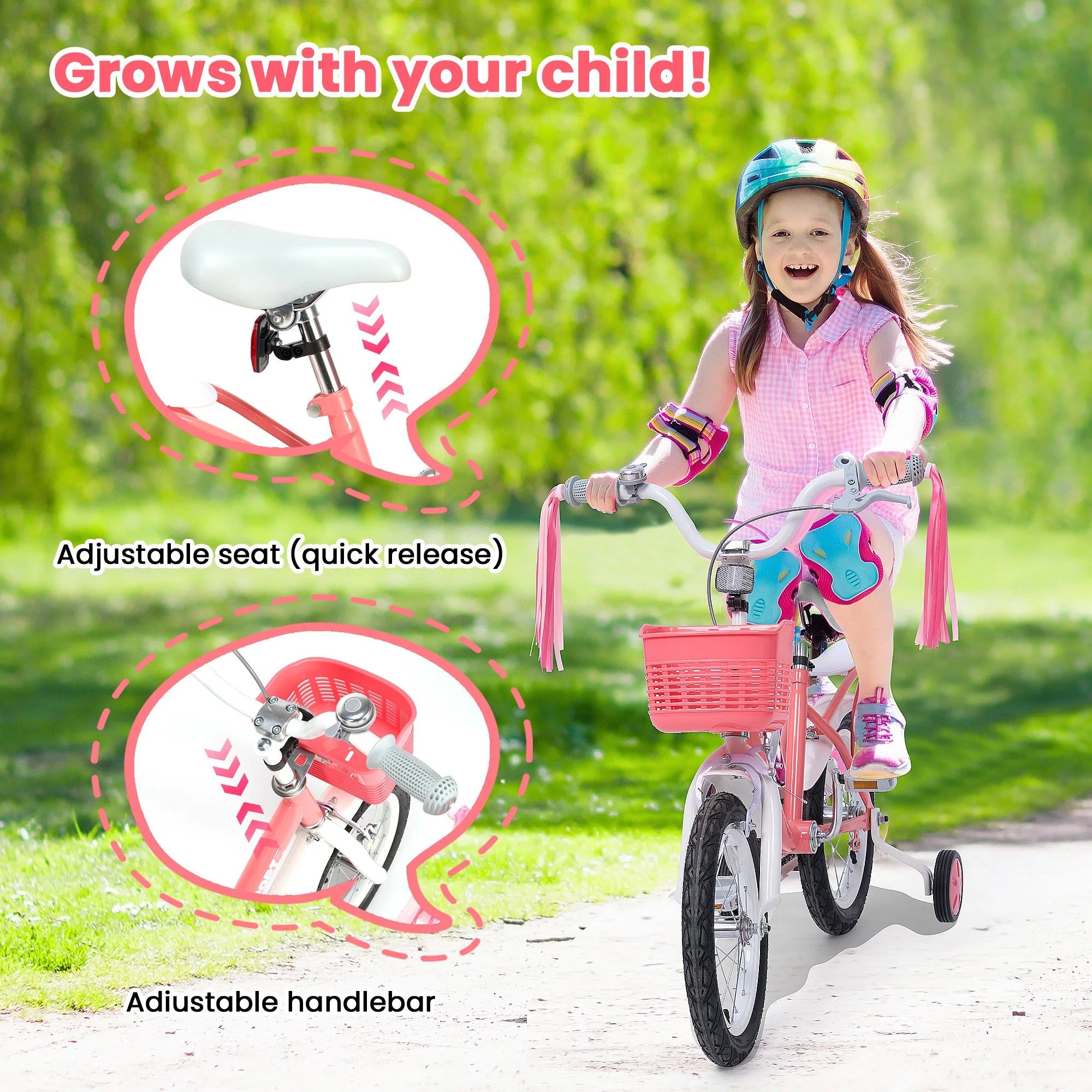🚲💗 Girls Bike 12” – Cute Pink Bicycle with Front Basket & Handlebar Streamers