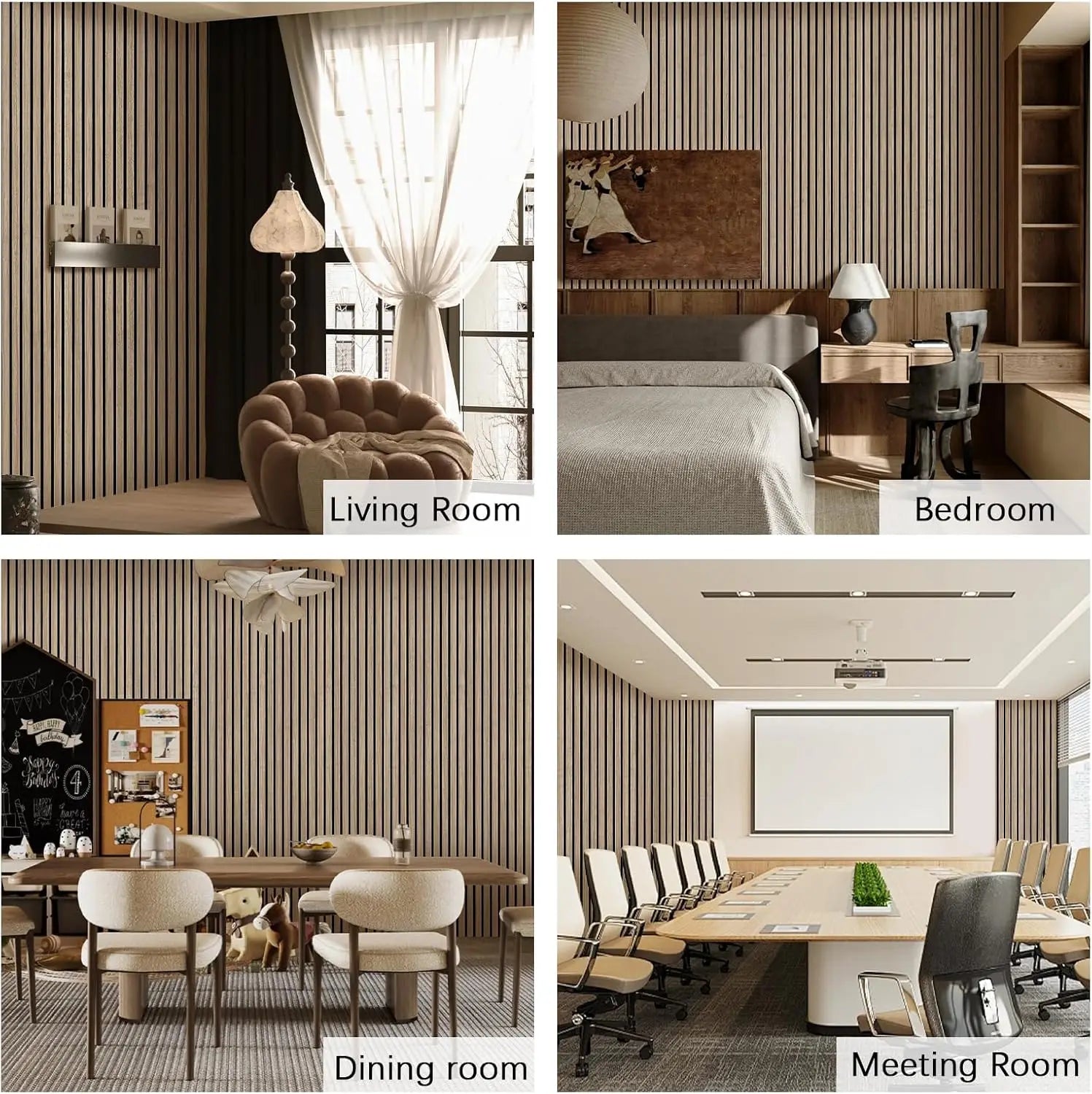 Walnut Wood Slat Acoustic Panel 🎙️🤎✨ | 3D Fluted Sound-Absorbing Wall Decor (94.5”×12.6”)