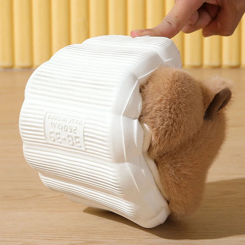 🦫✨ Cute Beaver Slippers – Soft & Cozy Unisex Home Slippers (Brown / Khaki)