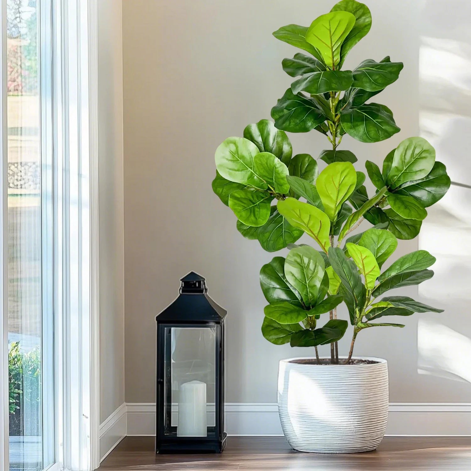 Artificial Fiddle Leaf Fig Plant 🌿✨ | 120cm Faux Ficus for Balcony/Garden
